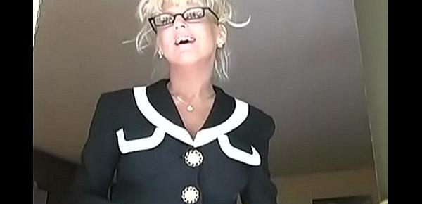  blonde mature french teacher Mrs. Vogue with glasses help student